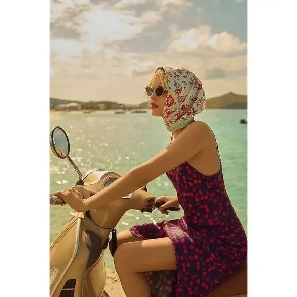 Anthropologie Midi Slip Dress, Cherry Print - Picture 4 of 7